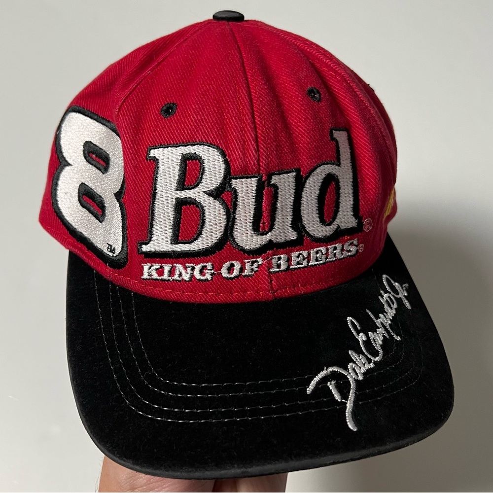 020 - VINTAGE 90s DALE EARNHARDT JR NASCAR BUDWEISER BEERS RACING CAR HAT RARE